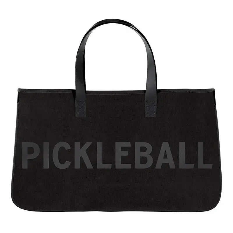 Black Canvas and Leather Tote I Pickleball