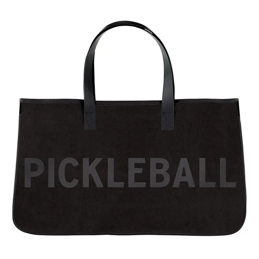 Black Canvas and Leather Tote I Pickleball